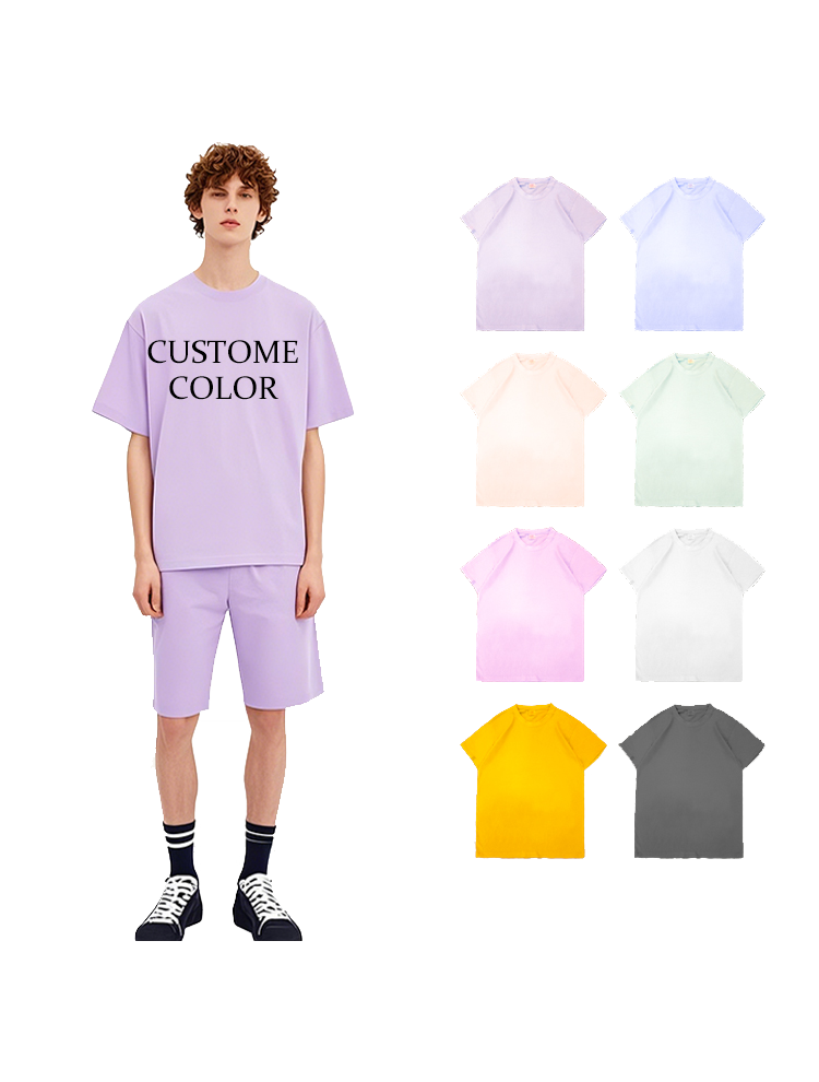 T-shirt à col rond multicolore, t-shirt épais avec logo personnalisé