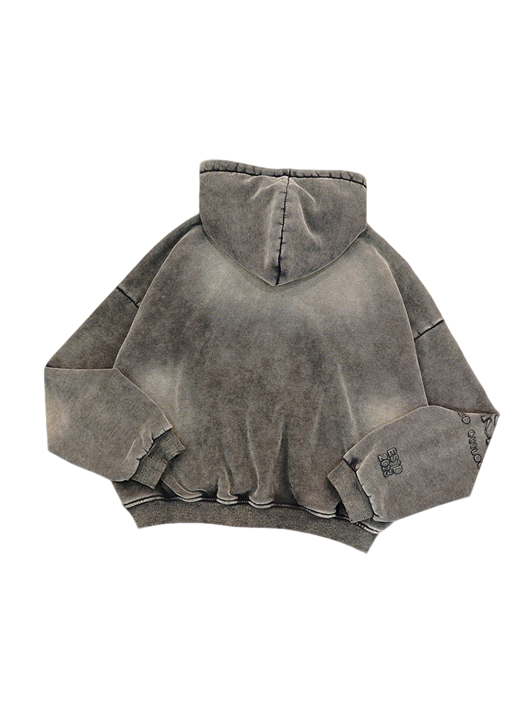Sweats à capuche pour hommes avec logo imprimé personnalisé et délavé à l'acide ODMOEM