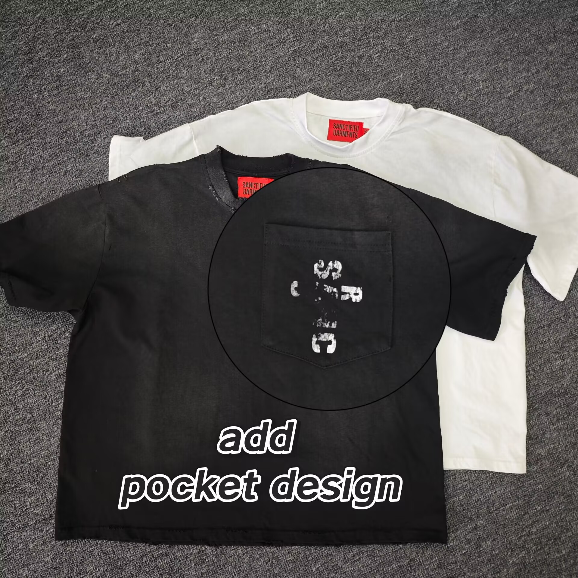 T-shirt homme oversize, blanc, délavé à l'acide, épais, délavé au soleil, coupe carrée, court, effet vieilli, vintage