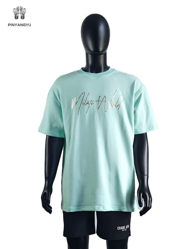 T-shirts grande taille pour hommes, impression sérigraphique dorée, logo graphique, feuille d'or, vente en gros