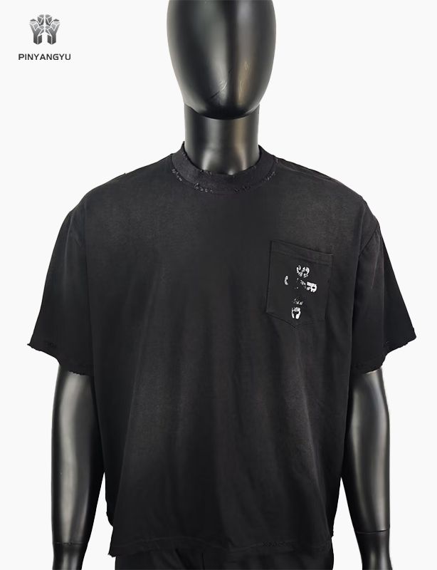 T-shirt homme oversize, blanc, délavé à l'acide, épais, délavé au soleil, coupe carrée, court, effet vieilli, vintage