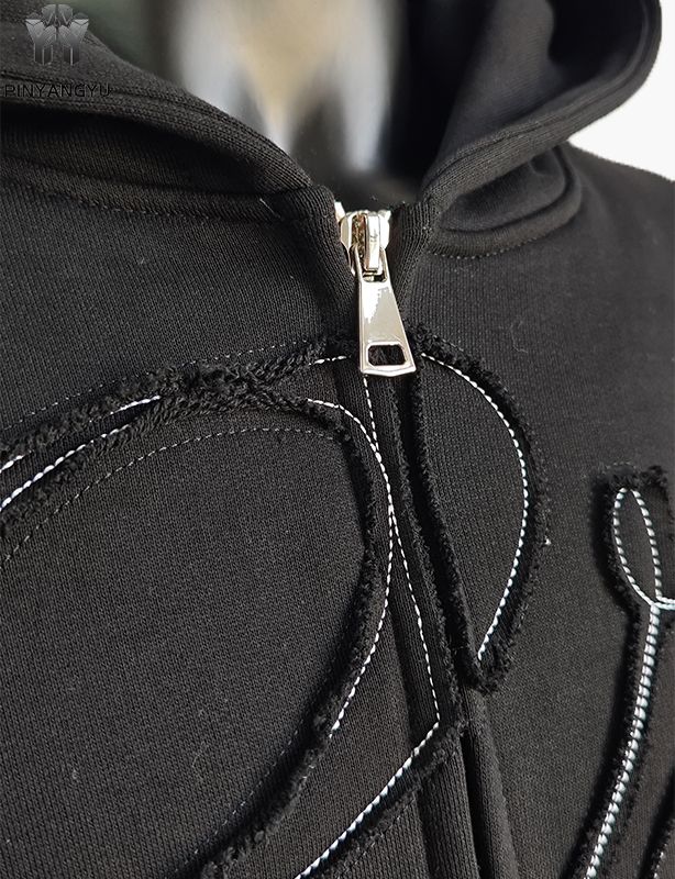 Sweat à capuche personnalisé à double fermeture éclair avec broderie patch