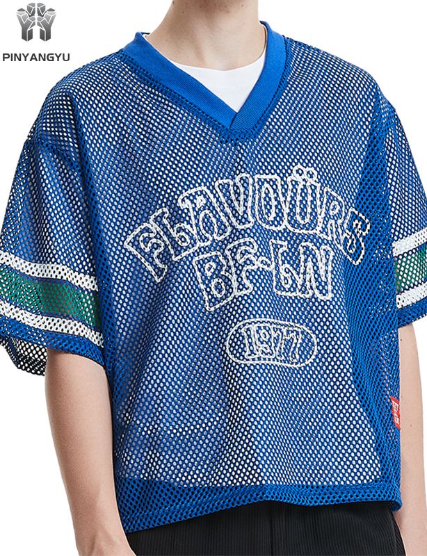 T-shirt personnalisé en maille macro, respirant et à grands trous, pour le sport et l'été