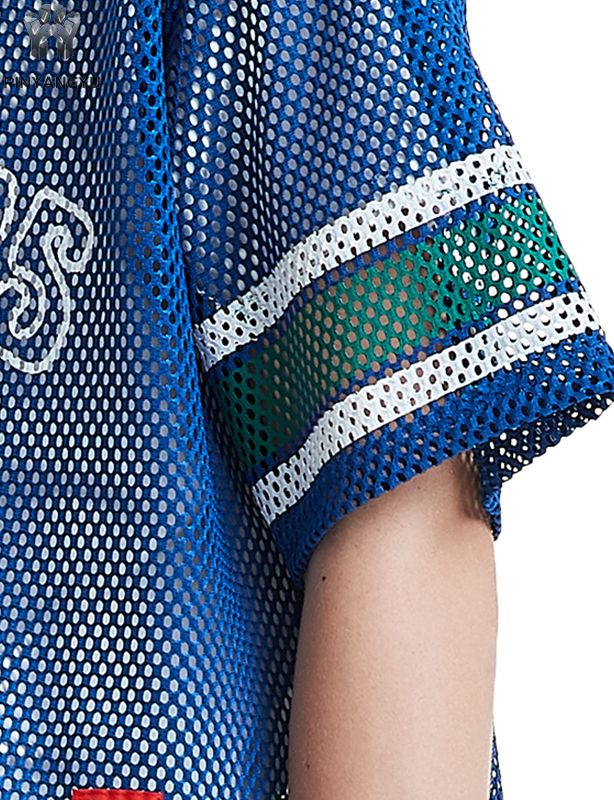 T-shirt personnalisé en maille macro, respirant et à grands trous, pour le sport et l'été