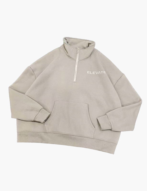 Sweat-shirt &agrave; capuche long en tissu &eacute;ponge pour femmes, Logo personnalis&eacute; de haute qualit&eacute;, 100% coton, demi-fermeture &eacute;clair, fabriqu&eacute; en chine OEM