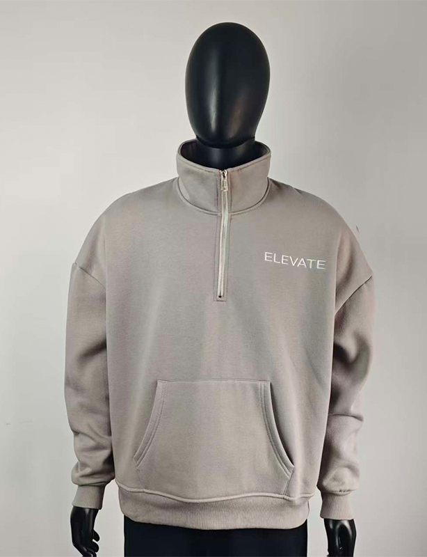 Sweat-shirt &agrave; capuche long en tissu &eacute;ponge pour femmes, Logo personnalis&eacute; de haute qualit&eacute;, 100% coton, demi-fermeture &eacute;clair, fabriqu&eacute; en chine OEM