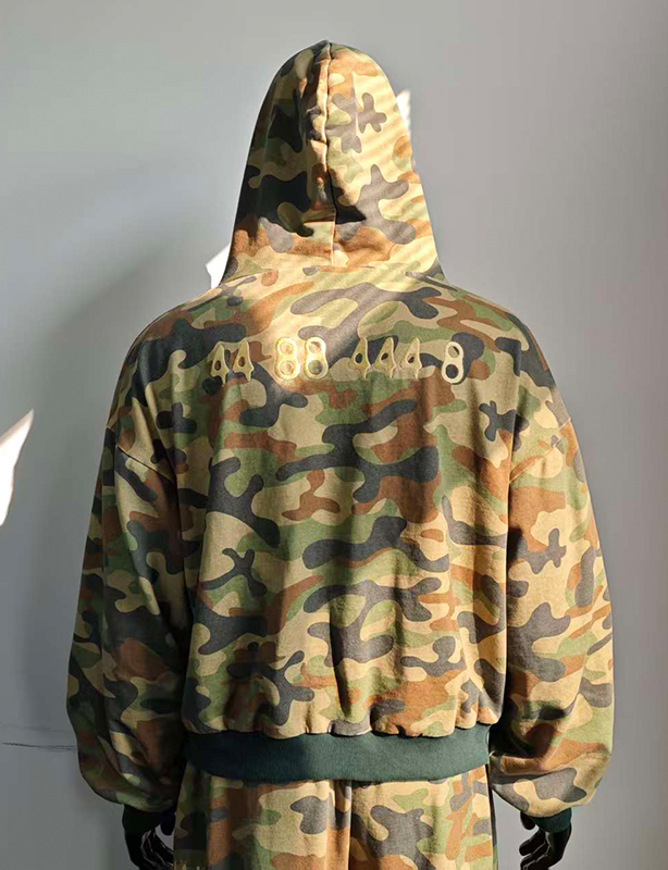 Vestes &agrave; fermeture &eacute;clair Vintage personnalis&eacute;es, Streetwear court, lourd, surdimensionn&eacute;, fabricants, impression partout, sweat &agrave; capuche camouflage zipp&eacute;